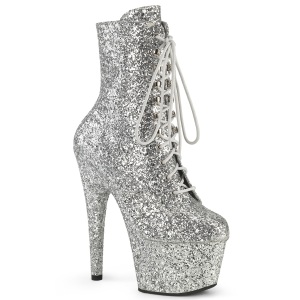 ADORE-GWR 18 cm pleaser high heels ankle boots glitter silver