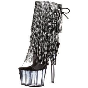 Black 18 cm ADORE-1017RSFT womens fringe ankle boots high heels