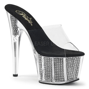 Black 18 cm ADORE-701SRS Rhinestones platform mules womens