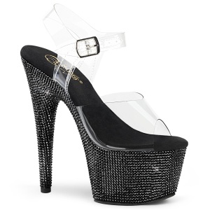 Black 18 cm BEJEWELED-708DM rhinestone platform high heels