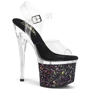 Black 18 cm ESTEEM-708LG Glitter Platform High Heels Shoes