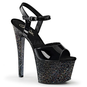 Black 18 cm SKY-309MG High Heels Glitter Platform