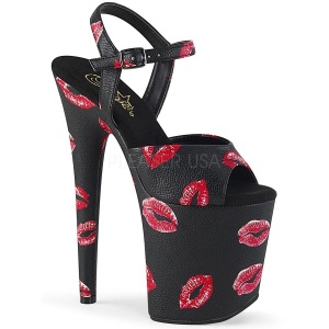 Black 20 cm FLAMINGO-809KISSES platform pleaser high heels shoes