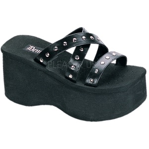 Black 9 cm FUNN-19 Goth Platform Sandals Womens