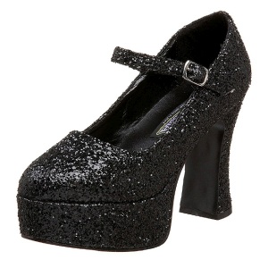 Black Glitter 11 cm MARYJANE-50G Platform Pumps Mary Jane