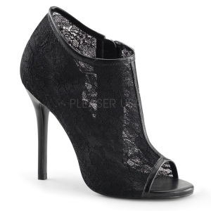 Black Mesh 13 cm AMUSE-56 High Heeled Evening Pumps Shoes