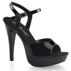 Black Shiny 13 cm COCKTAIL-509 Platform High Heeled Sandal