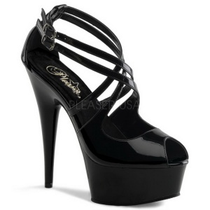 Black Shiny 15 cm Pleaser DELIGHT-612 Platform Pumps