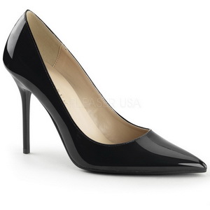 Black Varnished 10 cm CLASSIQUE-20 pointed toe stiletto pumps