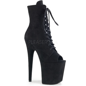 Black faux suede 20 cm FLAMINGO-1021FS Pole dancing ankle boots