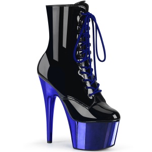 Blue Patent 18 cm ADORE-1020 womens chrome platform ankle boots