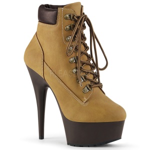 Brown Faux Suede 15 cm DELIGHT-600TL-02 pleaser ankle boots platform