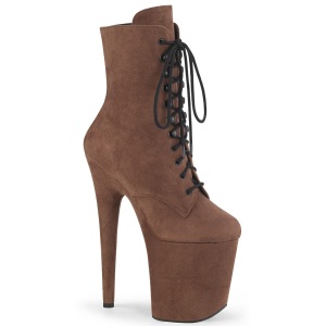 Brown faux suede 20 cm FLAMINGO-1020FS Pole dancing ankle boots