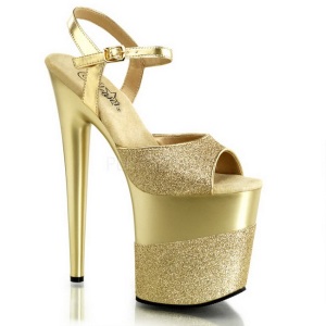 Gold Glitter 20 cm Pleaser FLAMINGO-809-2G High Heels Platform