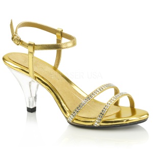 Gold rhinestones 8 cm BELLE-316 transvestite shoes