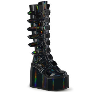Hologram 14 cm SWING-815 buckle boots - alternative boots platform black