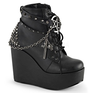 Leatherette 13 cm POISON-101 lolita ankle boots goth wedge platform