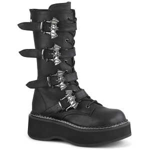 Leatherette 5 cm EMILY-322 womens buckle boots with platform