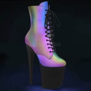 Neon 20 cm Pleaser FLAMINGO-1020REFL Pole dancing ankle boots