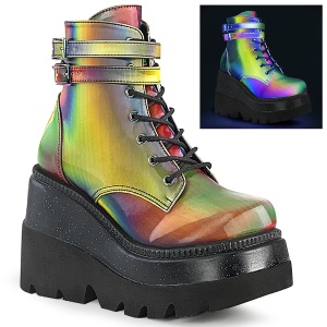 Neon rainbow 11,5 cm SHAKER-52 lolita ankle boots wedge platform