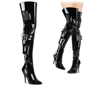 Patent 13 cm SEDUCE-3019 thigh high boots for mens and drag queens in black