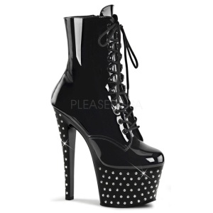 Patent 18 cm STARDUST-1020-7 womens ankle boots rhinestone platform