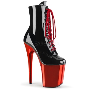 Patent 20 cm FLAMINGO-1020 Red Chrome Platform Ankle Calf Boots