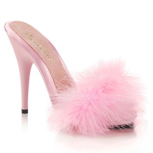 Pink 13 cm POISE-501F Marabou Feathers Mules Shoes