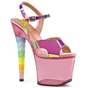 Pink 18 cm UNICORN-711T Acrylic platform high heels shoes