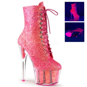 Pink glitter 18 cm ADORE-1020G womens platform soled ankle boots