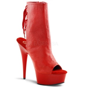 Red Matte 15 cm DELIGHT-1018 Platform Ankle Calf Boots