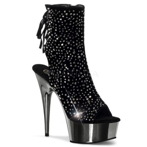 Rhinestone 16 cm Pleaser DELIGHT-1018RS Chrome Platform Ankle Calf Boots