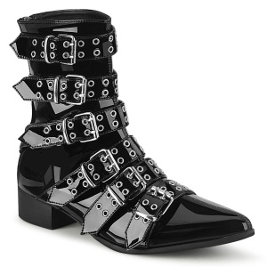 Shiny WARLOCK-70 demonia pointed boots - mens winklepicker boots 6 buckles