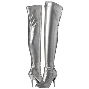 Silver Matte 13 cm SEDUCE-3000 Thigh High Boots for Men
