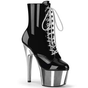 Silver Patent 18 cm ADORE-1020 womens chrome platform ankle boots