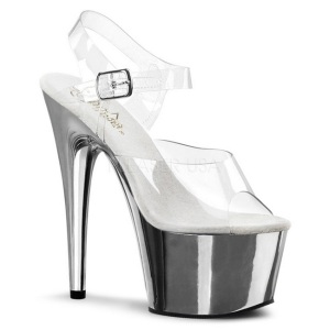 Transparent 18 cm ADORE-708 High Heels Chrome Platform