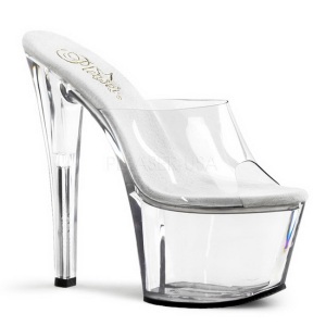 Transparent 18 cm PLEASER SKY-301 Platform Mules Shoes