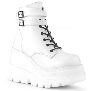 Vegan 11,5 cm SHAKER-52 wedge ankle boots platform white