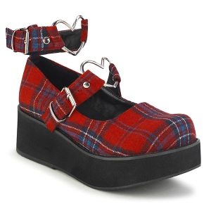 Vegan 6 cm DemoniaCult SPRITE-02 Plaid pattern gothic mary jane pumps