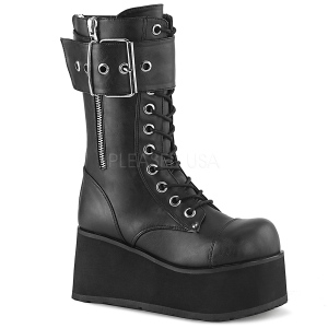 Vegan 9,5 cm PETROL-150 demoniacult boots - unisex platform boots