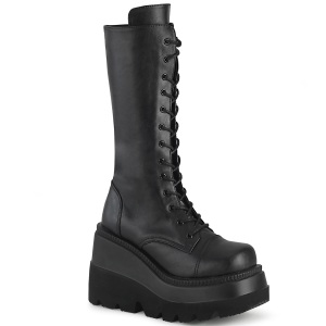 Vegan boots 11,5 cm SHAKER-72 goth lace up platform boots black