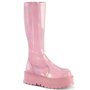 Vinyl 5 cm SLACKER-200 platform demoniacult boots in rose