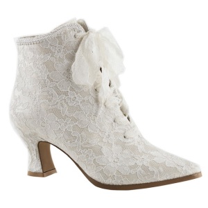 White 12 cm VICTORIAN-30 Lace Up Ankle Calf Women Boots