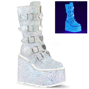 White Glitter 14 cm SWING-230G cyberpunk platform boots