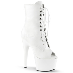 White Leatherette 18 cm ADORE-1021 womens platform soled ankle boots