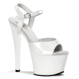 White Shiny 18 cm Pleaser SKY-309 Platform High Heels Shoes