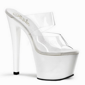 White Transparent 18 cm SKY-302 Plateau Women Mules Shoes