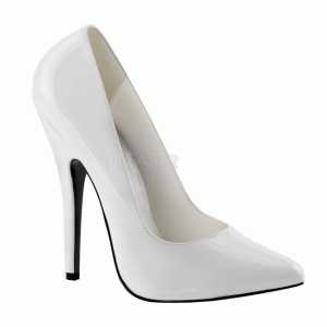 White Varnished 15 cm DOMINA-420 pointed toe high heel stilettos