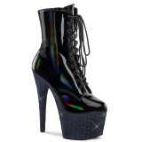 BEJ-1020-7 - 18 cm pleaser high heels ankle boots strass black