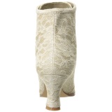 Beige 12 cm VICTORIAN-30 Lace Up Ankle Calf Women Boots